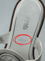 Michael Kors Aubrey Cutout Leather T-Strap Sandal - Optic White (Defected)
