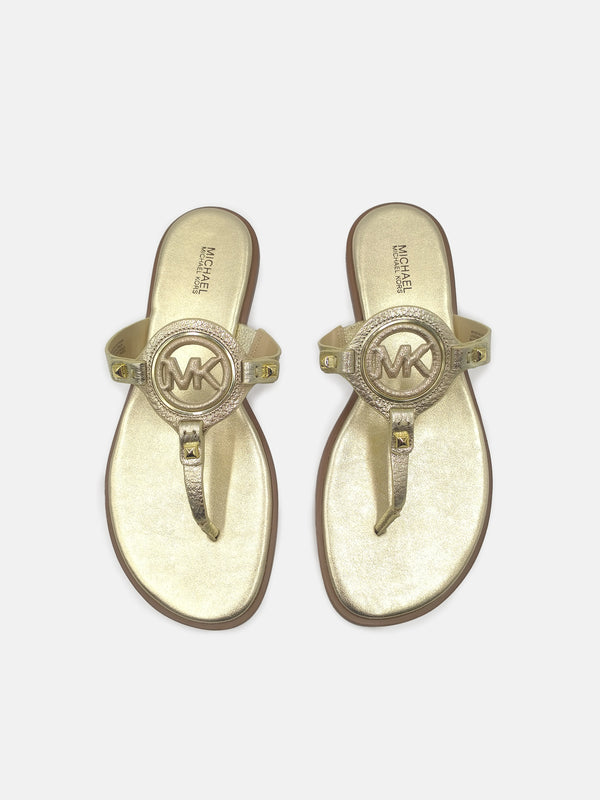 Michael Kors Aubrey Cut Out Thong Sandals - Pale Gold