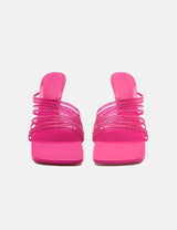 Zara Shiny Vinyl High Heel Sandal - Pink (Defected)