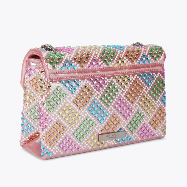 Kurt Geiger London Medium Kensington Bag With Crystal - Pink Combination