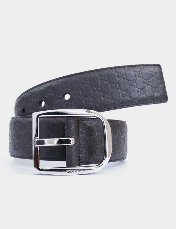 Gucci Black Leather GG Guccissima Signature Belt - Men