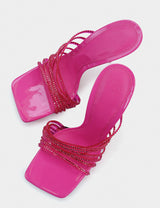 Zara Shiny Vinyl High Heel Sandal - Pink