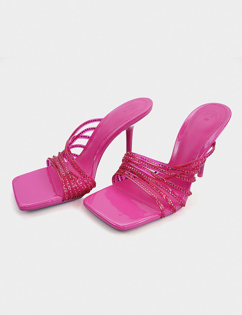 Zara Shiny Vinyl High Heel Sandal Pink - Main Image