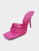 Zara Shiny Vinyl High Heel Sandal - Pink