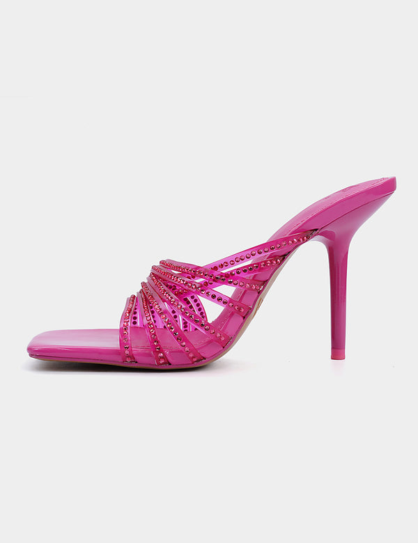 Zara Shiny Vinyl High Heel Sandal - Pink