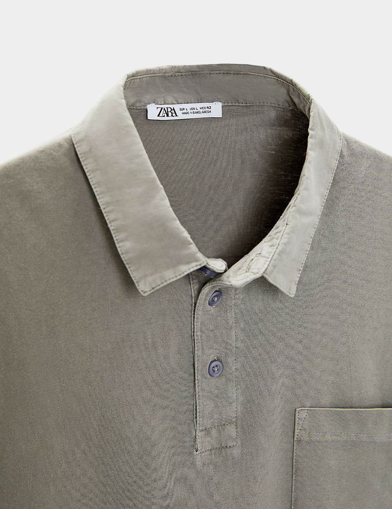 Zara Contrast Knit Polo Shirt