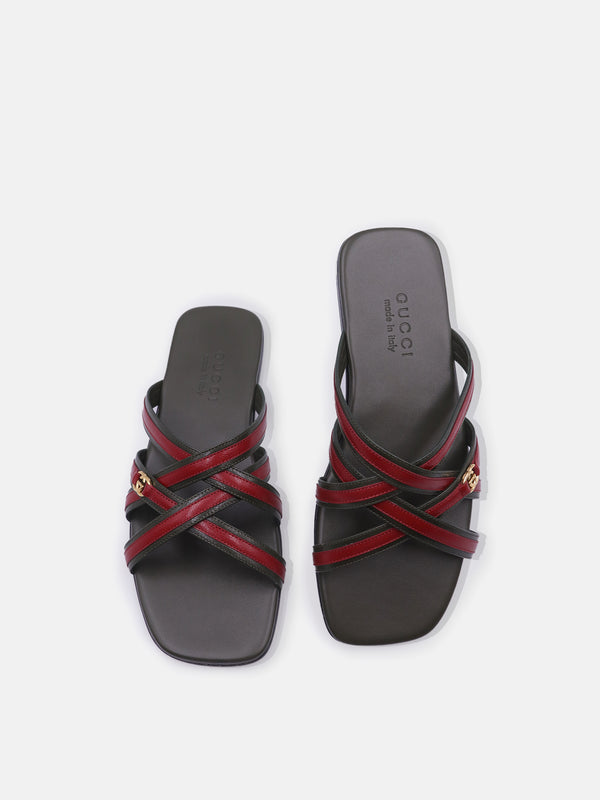 Gucci Quentin Leather Stripes Sandal