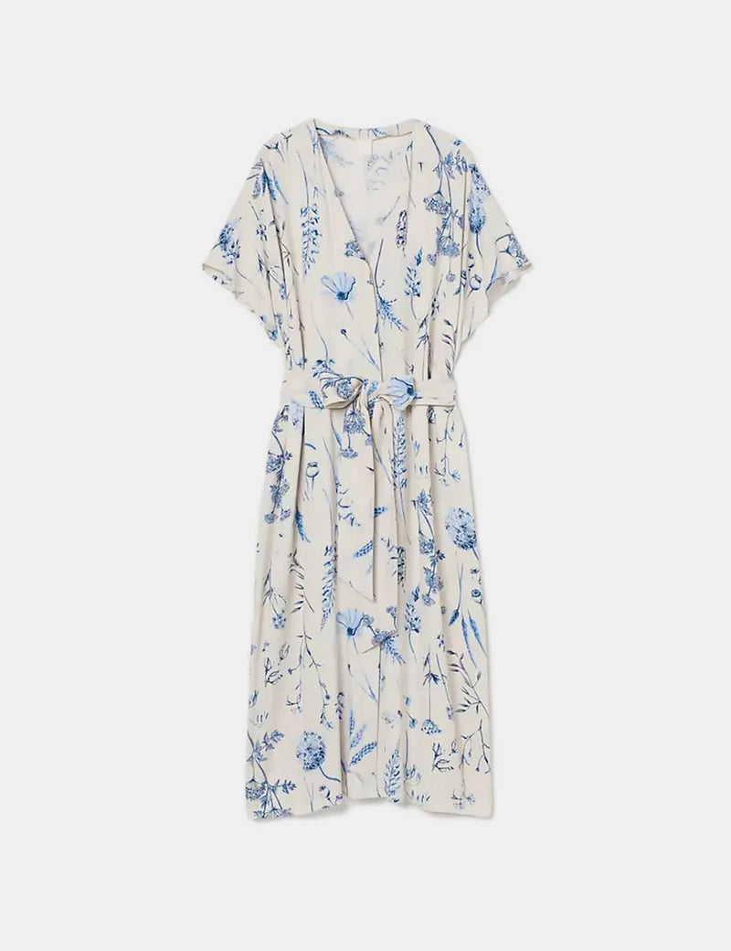 H&amp;M Knee-Length Dress (Beige-Blue)