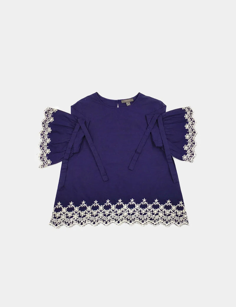 Primark Blue Top With Embroidered Detail