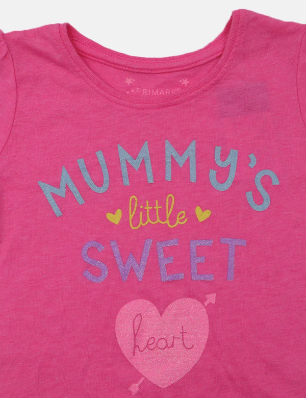 Primark Girl T-Shirt - Mummy"s Little Sweet Heart - Pink