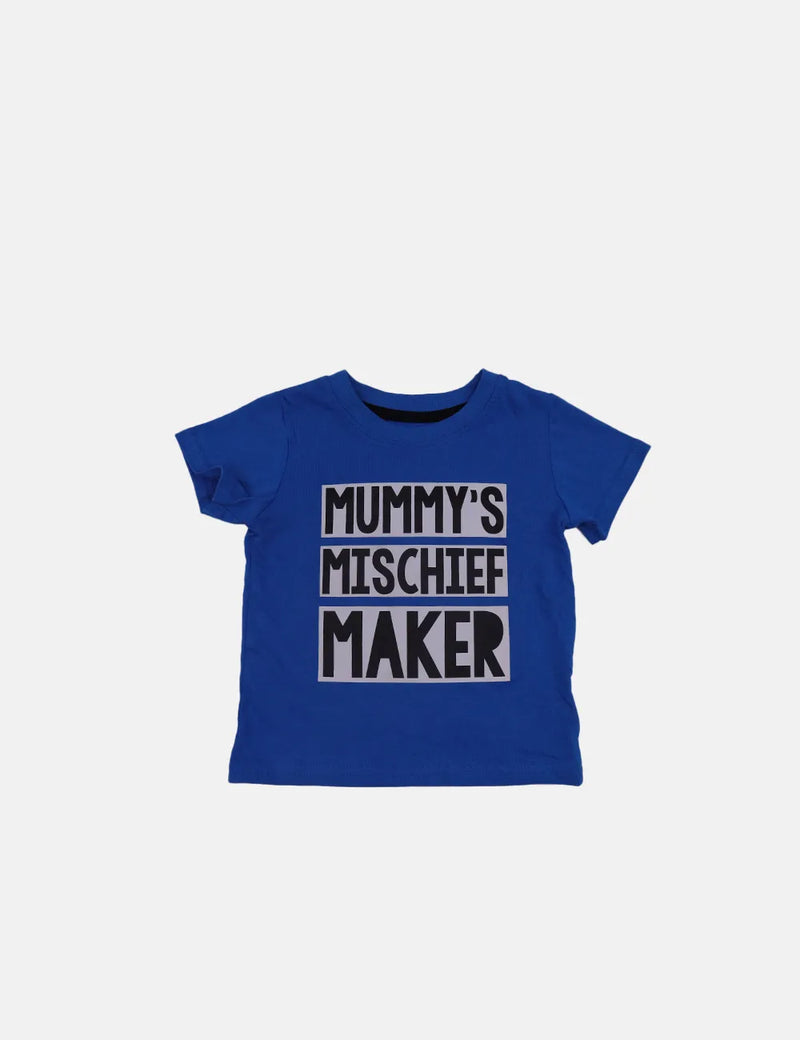 Primark Boy T-Shirt - Mummy's Mischeif Maker- Blue
