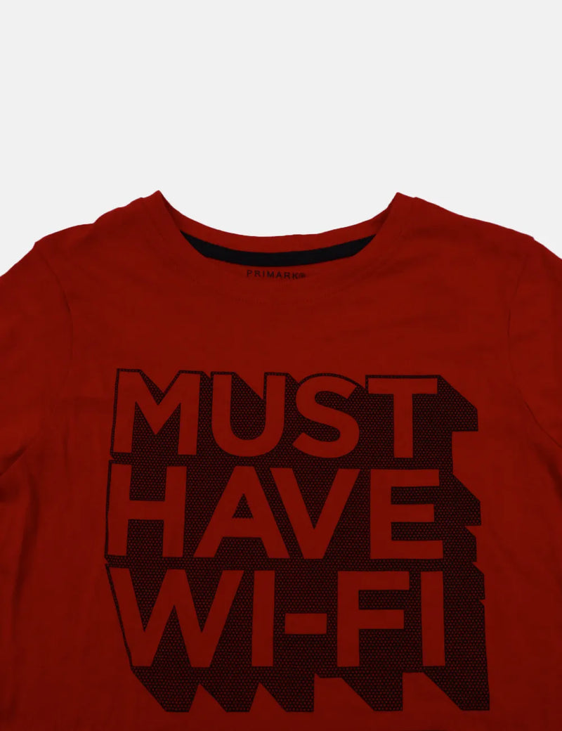 Primark Boy T-Shirt - Must Have Wi-Fi - Red