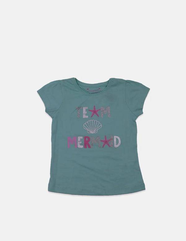 Primark Girl T-Shirt - Team Mermoid - Light Sea Green