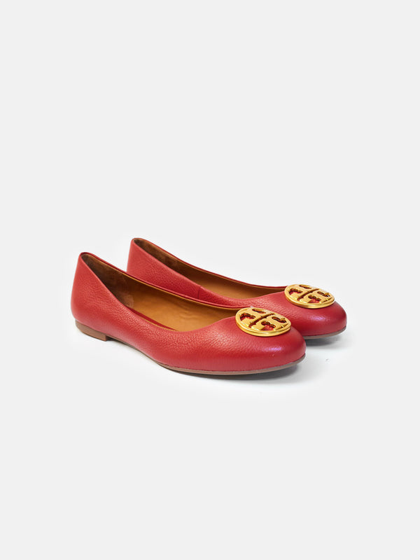 Tory Burch Chelsea Ballet Flat Tumbled Leather - Tory Red