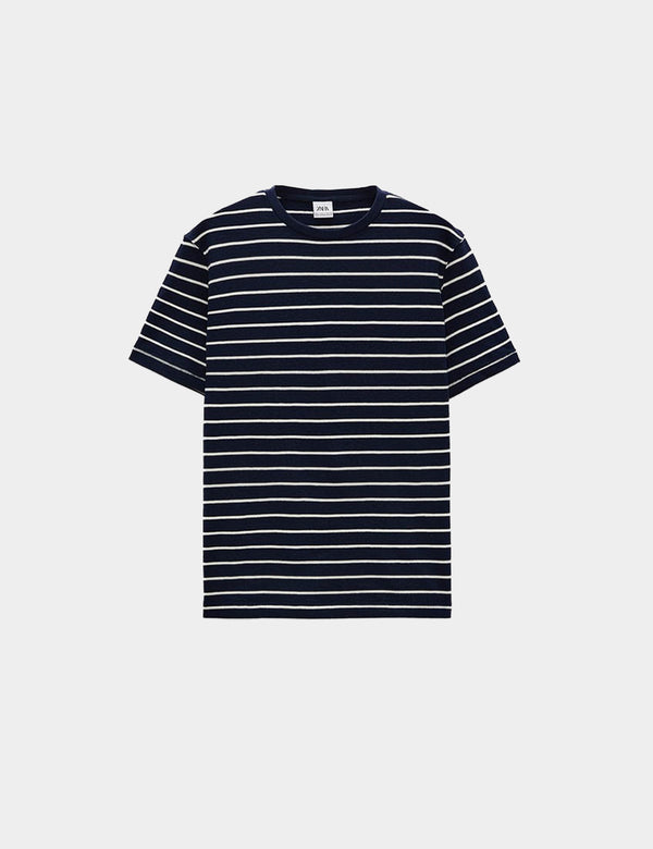 Zara Striped T-Shirt - Navy