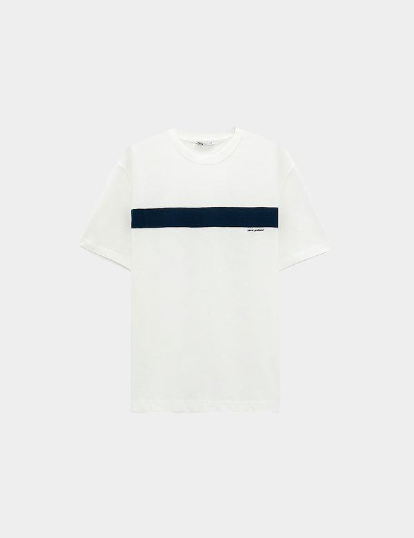 Zara T-Shirt With Embroidered Band - White